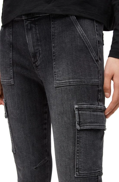Allsaints Duran Skinny Cargo Jeans In Washed Black In Washed Black