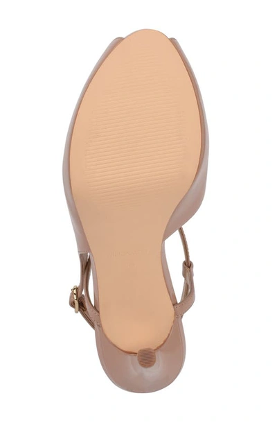 Nine West Hanken Peep Toe Sandal In Light Natural Patent