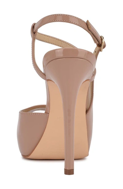 Nine West Hanken Peep Toe Sandal In Light Natural Patent