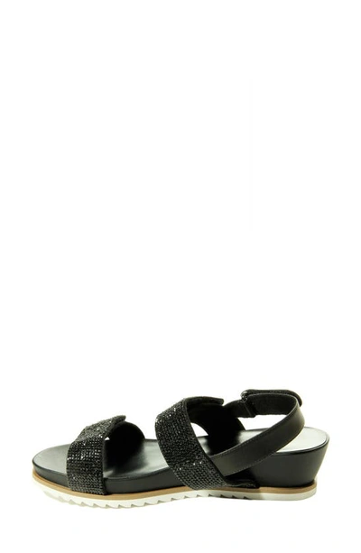 Shop Vaneli Hube Quarter Strap Wedge Sandal In Black Leather