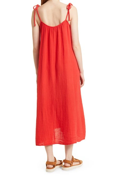 Shop Xirena Joli Cotton Gauze Pocket Dress In Apple Red