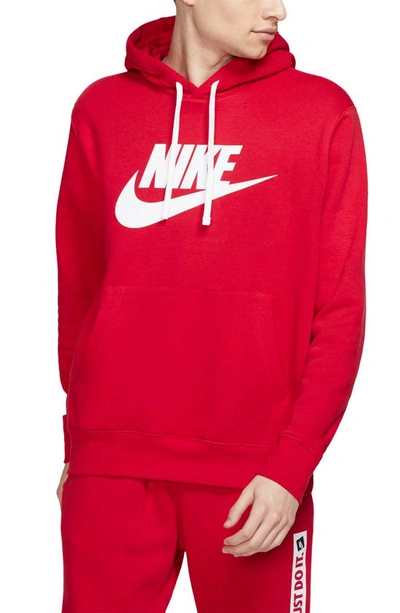 Shop Nike Sportswear Club Fleece Logo Hoodie In University Red/ White