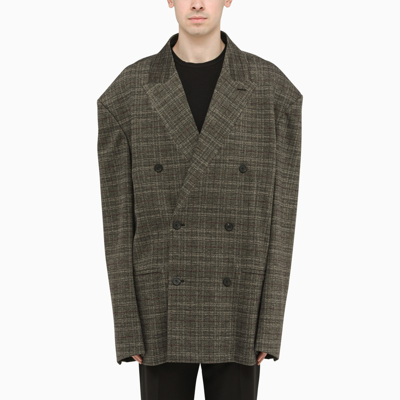 Shop Balenciaga Anthracite Checked Engineered Blazer In Grey