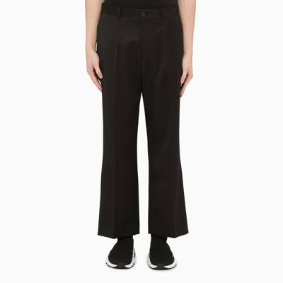 Shop Balenciaga Black Wool Flared Trousers