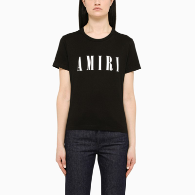 Shop Amiri Black T-shirt With Contrasting Logo Lettering