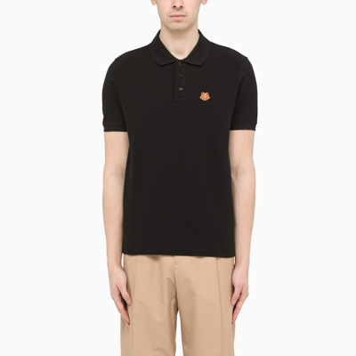 Shop Kenzo Black Tiger-patch Polo Shirt