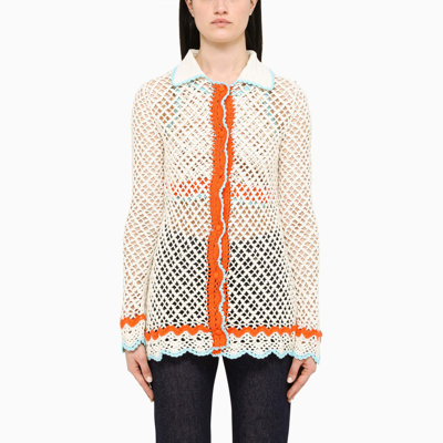 Shop Sportmax | Multicolour Crochet Semele Cardigan In Beige