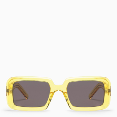 Shop Saint Laurent Yellow Sunglasses With Logo Lettering