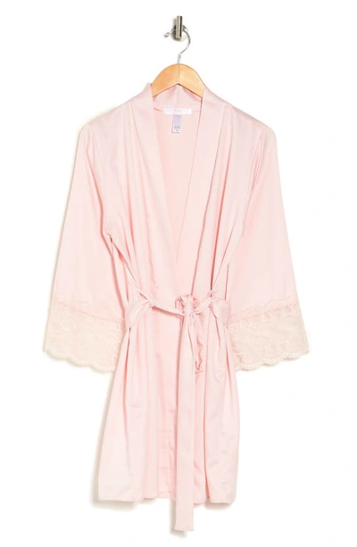 Flora By Flora Nikrooz Kit Heart Lace Matte Charmeuse Wrap Robe In Pink