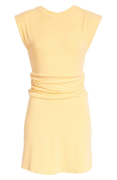 Shop Afrm Jazlyn Ruched Ribbed Dress In Orange Cream