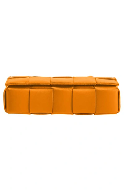 Shop Bottega Veneta Intrecciato Leather Crossbody Bag In Tangerine-gold