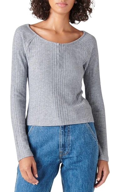 Shop Lucky Brand Cloud Rib Top In Grisaille