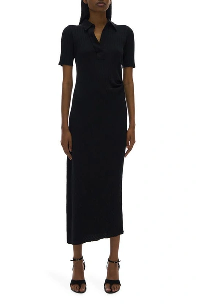 Shop Helmut Lang Polo Dress In Basalt Black
