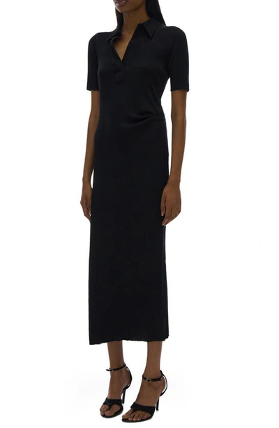 Shop Helmut Lang Polo Dress In Basalt Black