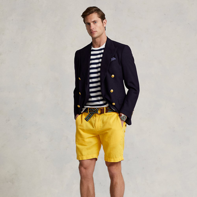 Shop Ralph Lauren 8.5-inch Classic Fit Linen-cotton Short In Yellow Fin