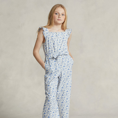 Shop Polo Ralph Lauren Floral Linen-cotton Jumpsuit In Vine Floral