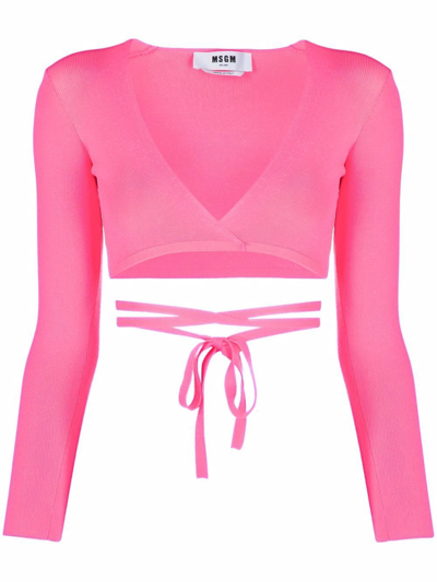 Shop Msgm Women's Pink Polyester Top