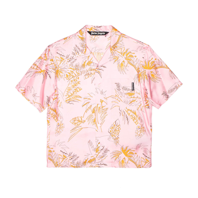 Shop Palm Angels Abstract Palms Bowling Shirt In Pink