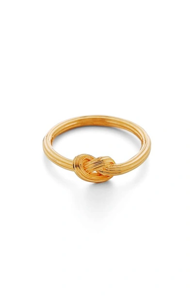Shop Monica Vinader Groove Skinny Knot Ring In Gold