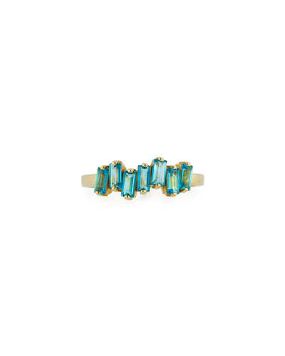 Shop Kalan By Suzanne Kalan 14k Gold Amalfi Wave Band Ring In Medium Blue