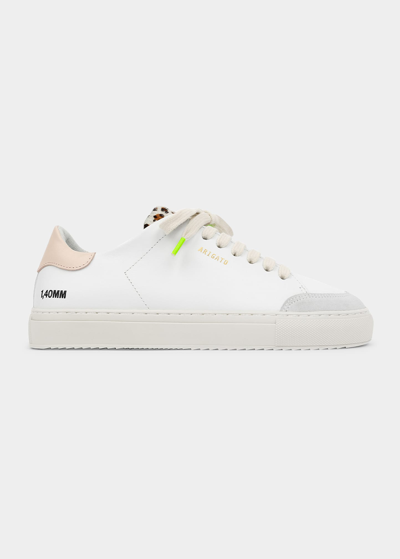 Shop Axel Arigato Clean 90 Leather Leopard-print Court Sneakers In Whitedusty Pinkmi