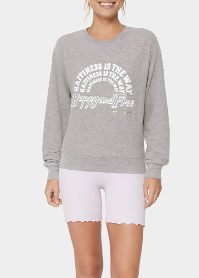 Shop Spiritual Gangster Savasana Happiness Sweatshirt In Heather Grey