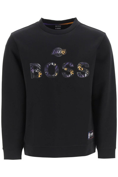 Shop Hugo Boss Boss Boss X Nba Double Logo Sweatshirt In Black