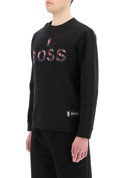 Shop Hugo Boss Boss Boss X Nba Double Logo Sweatshirt In Black