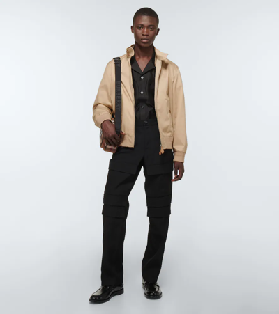 Shop Burberry Cotton Twill Bomber Jacket In Soft Fawn