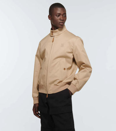 Shop Burberry Cotton Twill Bomber Jacket In Soft Fawn