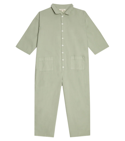 Caramel Cosmos Cotton Jumpsuit In Sage Poplin