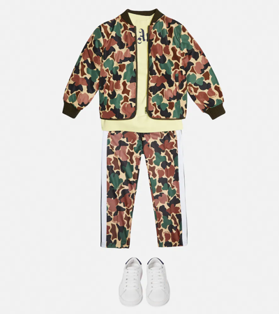 Palm Angels Printed Bomber Jacket In Camu Military Beige