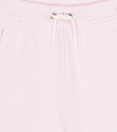 Shop Palm Angels Logo Cotton Shorts In Lilac White