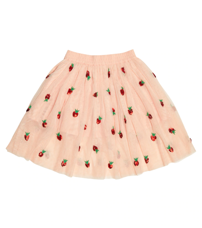 Shop Stella Mccartney Sequined Tulle Skirt In Rosa/rosso