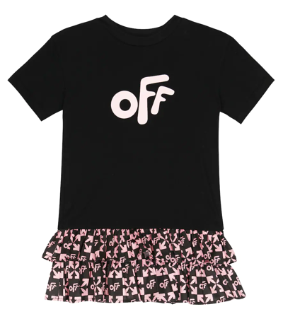 Shop Off-white Printed Cotton T-shirt Dress In Black Pink