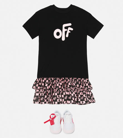 Shop Off-white Printed Cotton T-shirt Dress In Black Pink