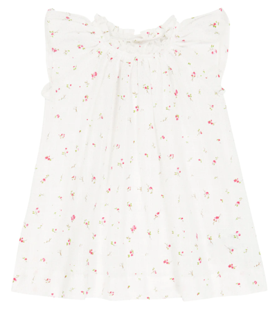 Shop Bonpoint Baby Floral Cotton Dress In Off White