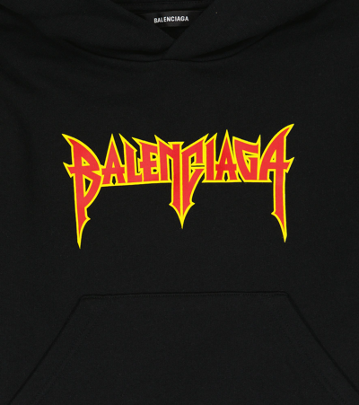 Shop Balenciaga Logo Cotton Hoodie In Washed Black