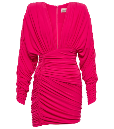 Shop Alexandre Vauthier Ruched Minidress In Neon Pink