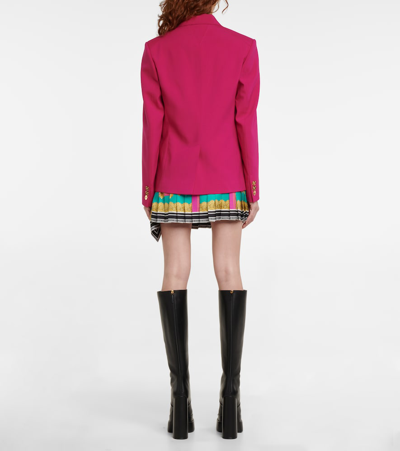 Shop Versace Wool-blend Blazer In Fuxia