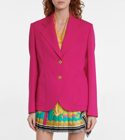 Shop Versace Wool-blend Blazer In Fuxia