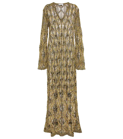 Shop Chloé Openwork Linen And Silk Maxi Dress In Truly Yellow