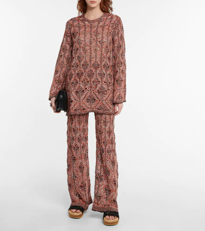 Chloé Openwork Linen And Silk Minidress In Folk Orange