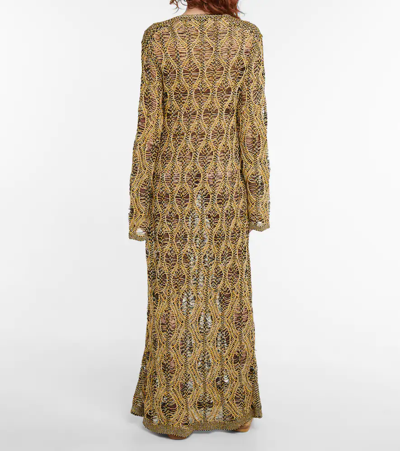 Shop Chloé Openwork Linen And Silk Maxi Dress In Truly Yellow