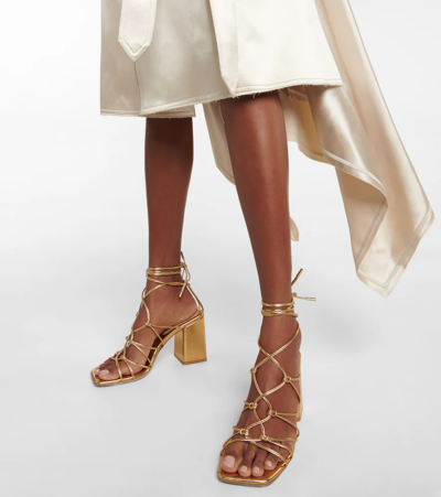 Shop Gianvito Rossi Minas Metallic Leather Sandals In Mekong