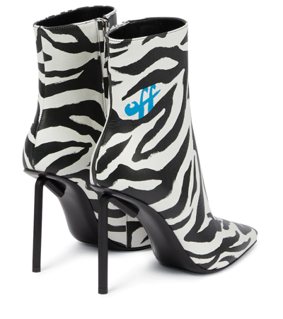 Shop Off-white Allen Zebra-print Leather Ankle Boots In Black White