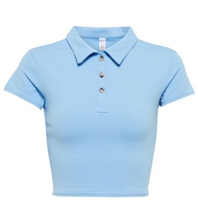 Alo Yoga Choice Cropped Tennis Polo Shirt In Tile Blue