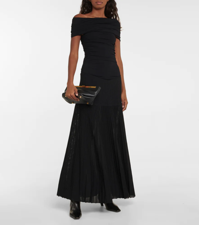 Shop Khaite Marca Off-shoulder Jersey Maxi Dress In Black