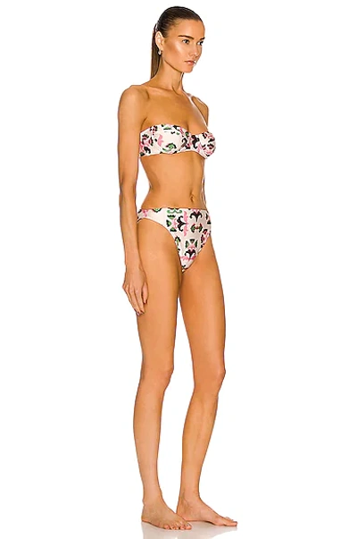 Shop Adriana Degreas Twisted Flower High Leg Strapless Bikini In Off White