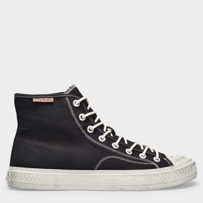 Shop Acne Studios Sneakers Ballow High Tumbled Aus Schwarzem Canvas In Black